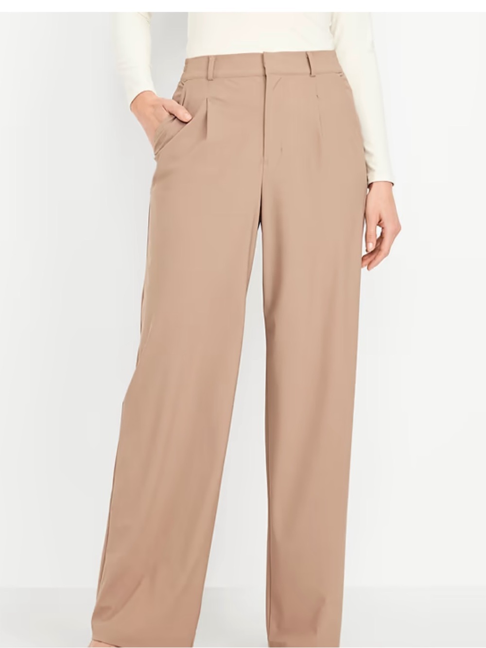Old Navy beige High-Rise SleekTech Trouser Pants